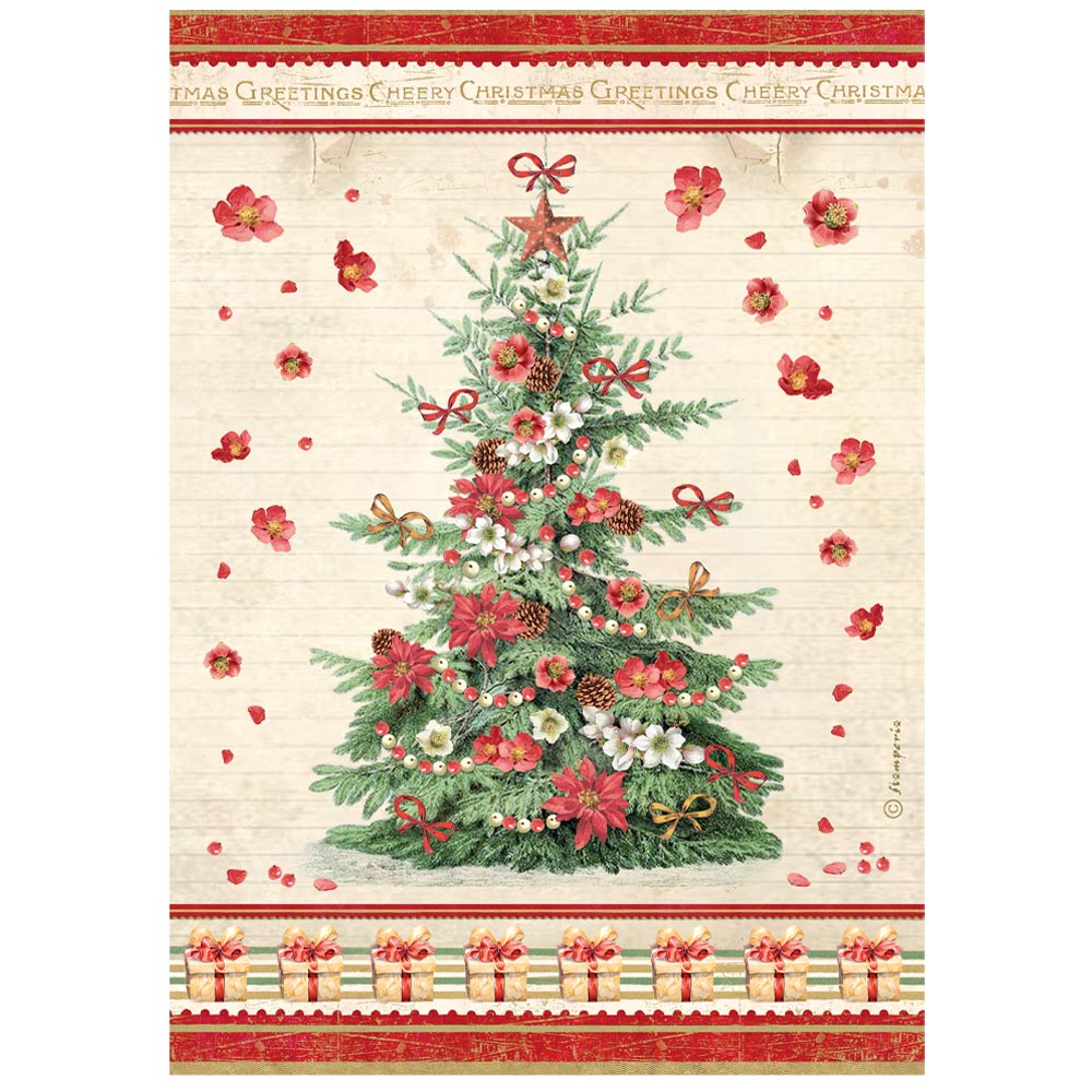 Stamperia CLASSIC CHRISTMAS - CHRISTMAS TREE - Decoupage Rice Paper A4 #DFSA41131