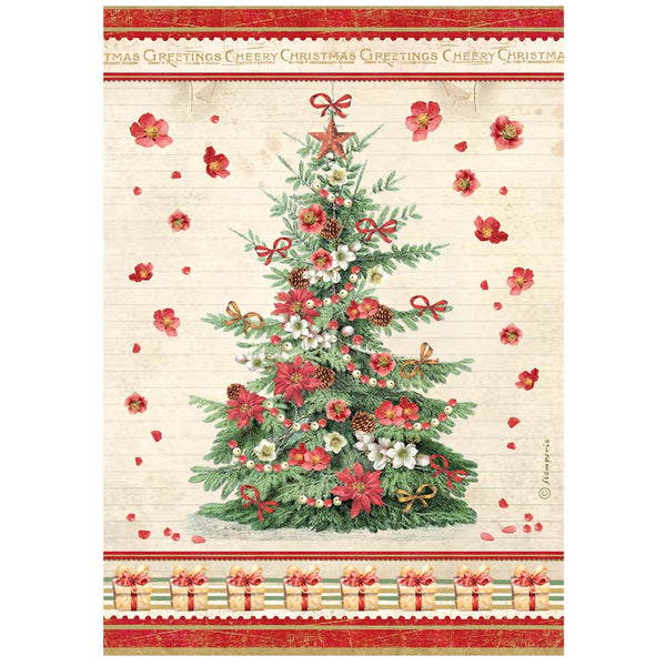Stamperia CLASSIC CHRISTMAS - CHRISTMAS TREE - Decoupage Rice Paper A4 #DFSA41131