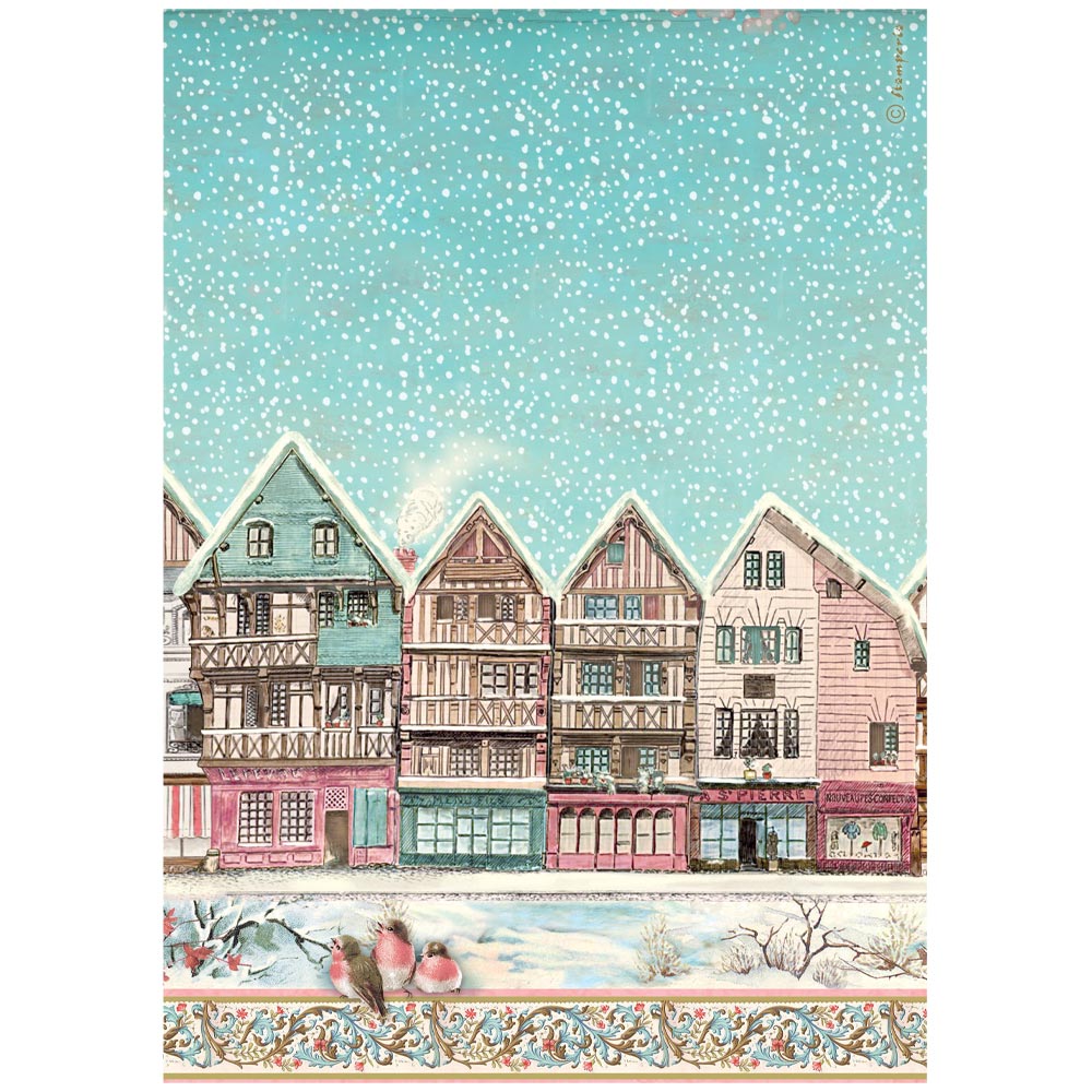 Stamperia WINTER MAGIC - VILLAGE Christmas - Decoupage Rice Paper A4 #DFSA41135