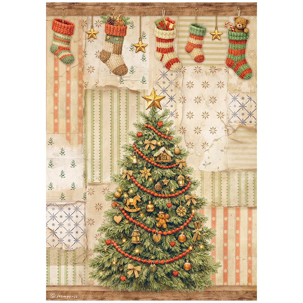 Stamperia SILENT NIGHT - Christmas TREE - Decoupage Rice Paper A4 #DFSA41140