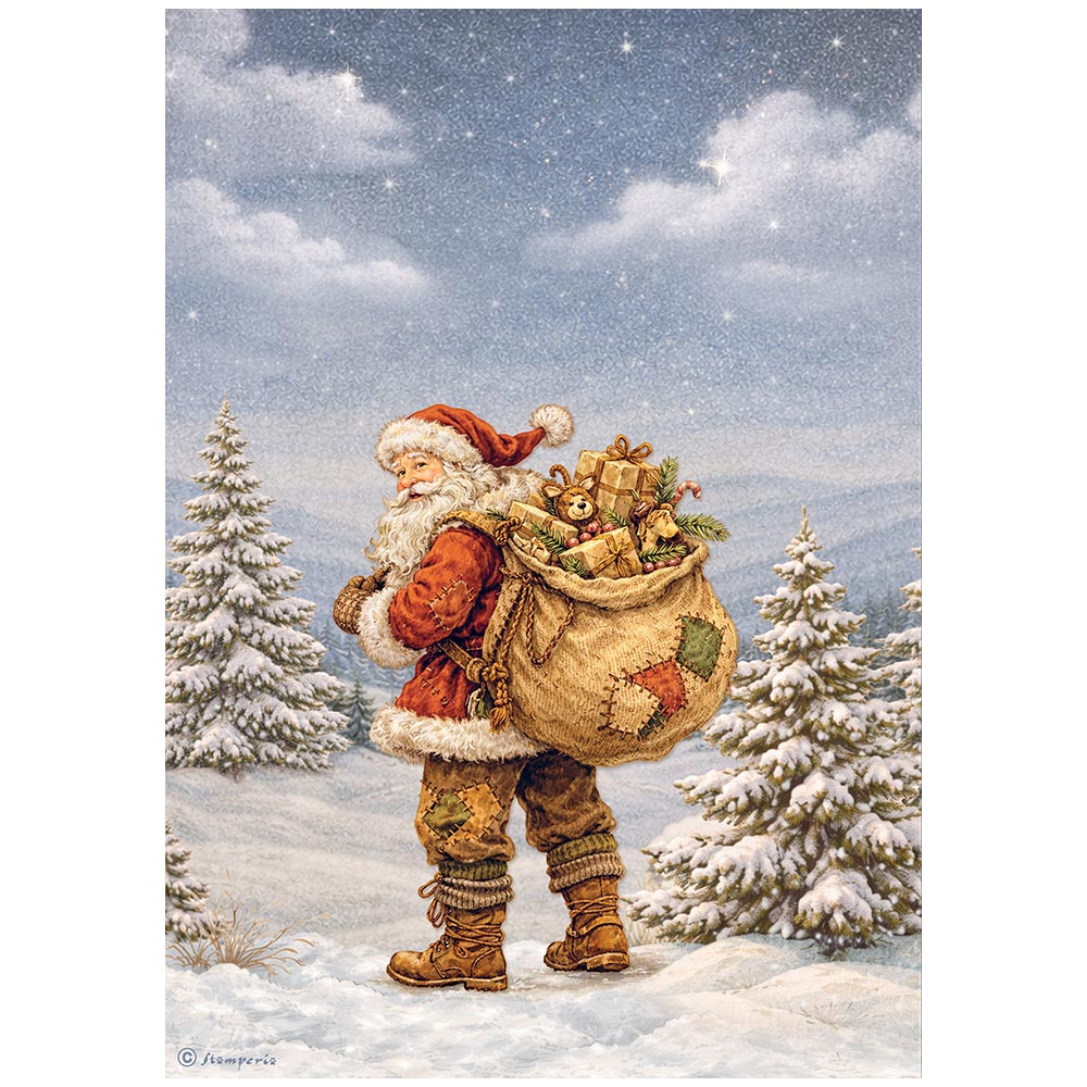 Stamperia SILENT NIGHT - SANTA CLAUS - Decoupage Rice Paper A4 #DFSA41141