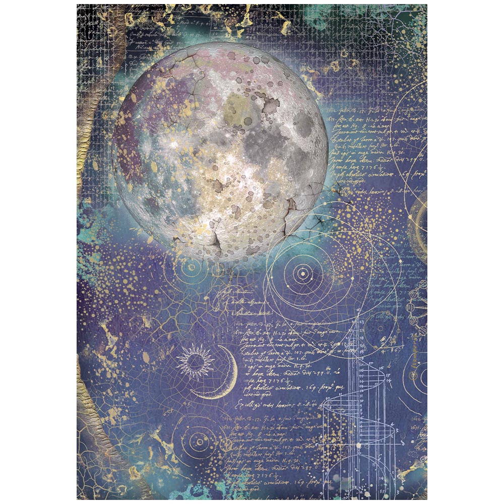 Stamperia COSMOS - MOON Decoupage Rice Paper A4 #DFSA41151