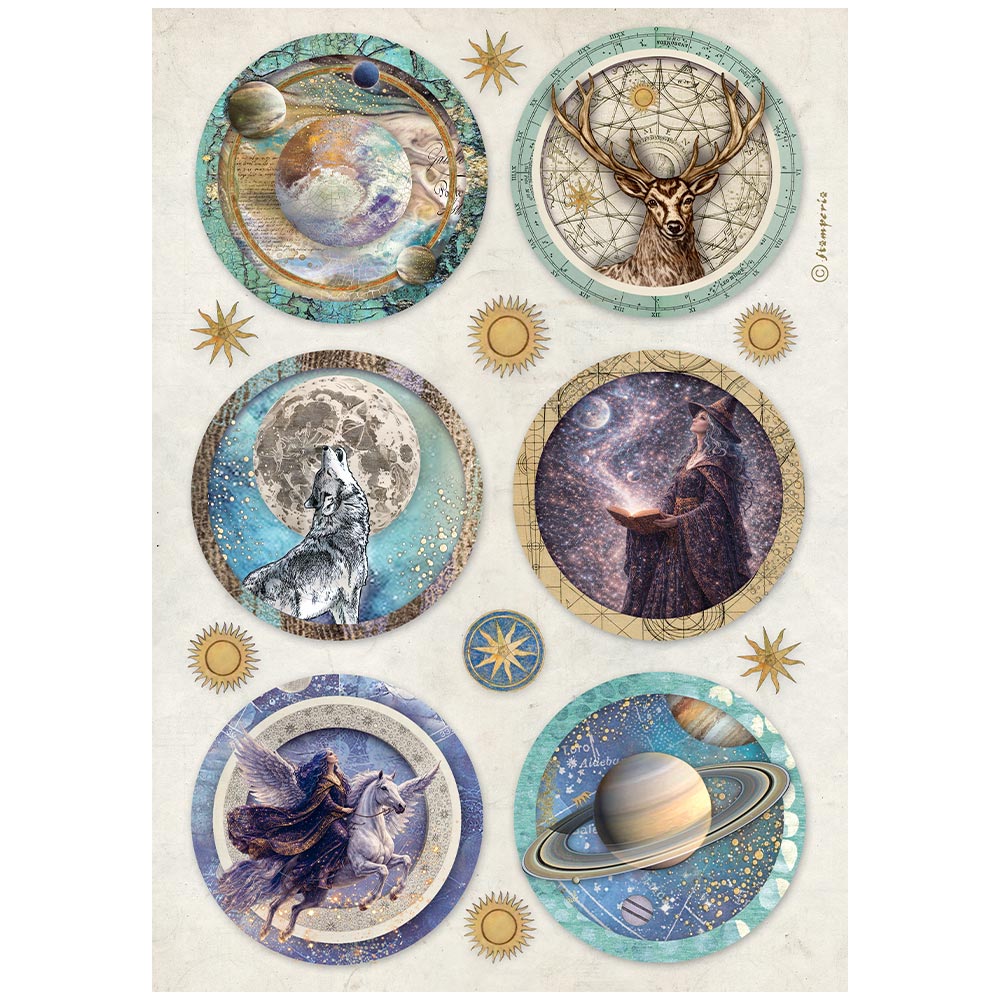 Stamperia COSMOS - ROUNDS - Decoupage Rice Paper A4 #DFSA41154