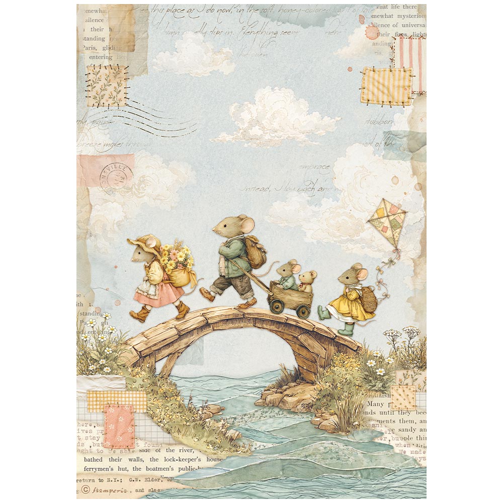 Stamperia COZY FAMILY - THE BRIDGE - Decoupage Rice Paper A4 #DFSA41165