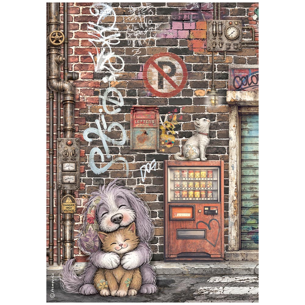Stamperia Furry Friends 2 - CAT and DOG Decoupage Rice Paper A4 #DFSA41170