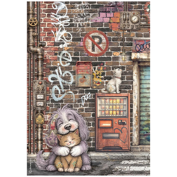 Stamperia Furry Friends 2 - CAT and DOG Decoupage Rice Paper A4 #DFSA41170