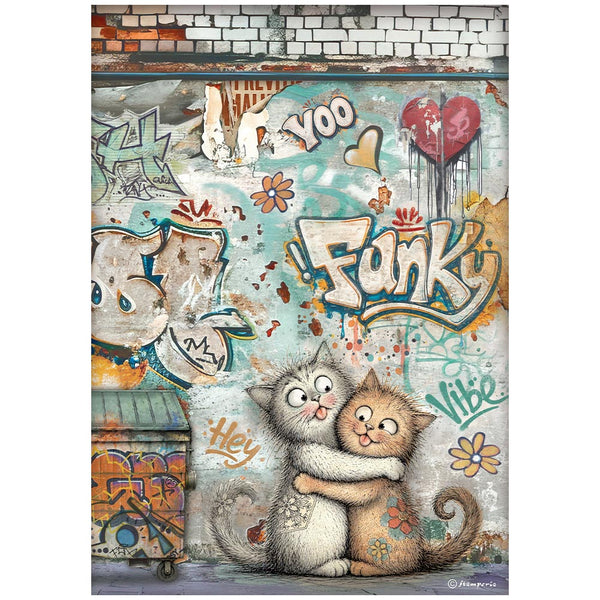 Stamperia Furry Friends 2 - FUNKY CATS - Decoupage Rice Paper A4 #DFSA41174