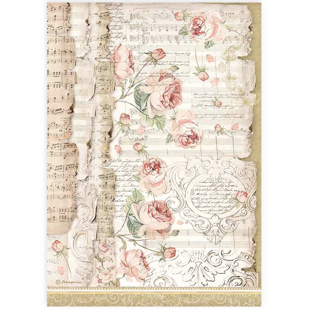Stamperia Best Sellers PRINCESS ROSES AND MUSIC A4 Decoupage Rice Paper #DFSA4486