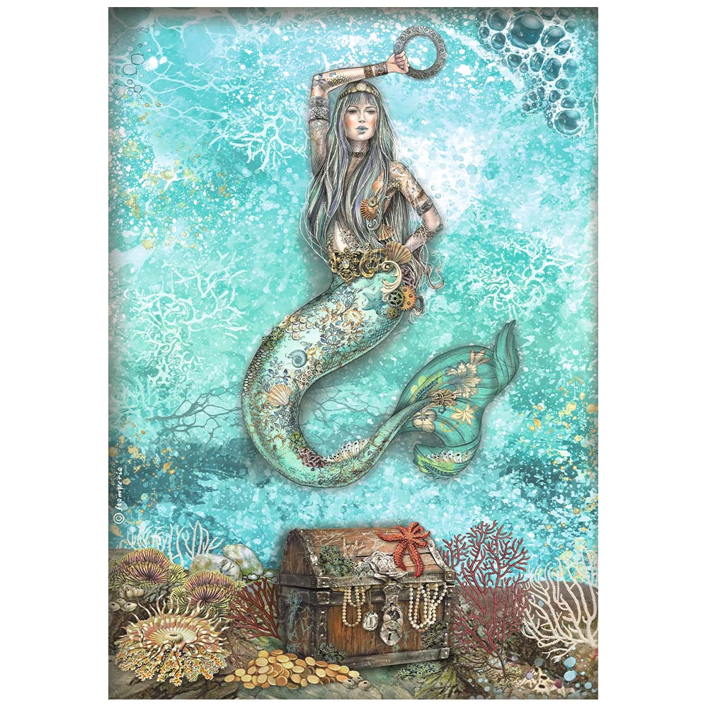 Stamperia Songs of the Sea MERMAID Decoupage Rice Paper A4 #DFSA4810