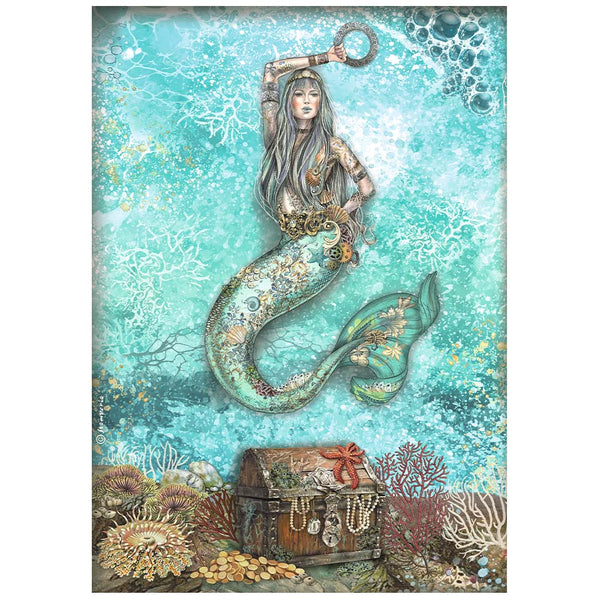 Stamperia Songs of the Sea MERMAID Decoupage Rice Paper A4 #DFSA4810