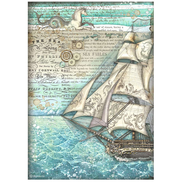 Stamperia Songs of the Sea SAILING SHIP Decoupage Rice Paper A4 #DFSA4811