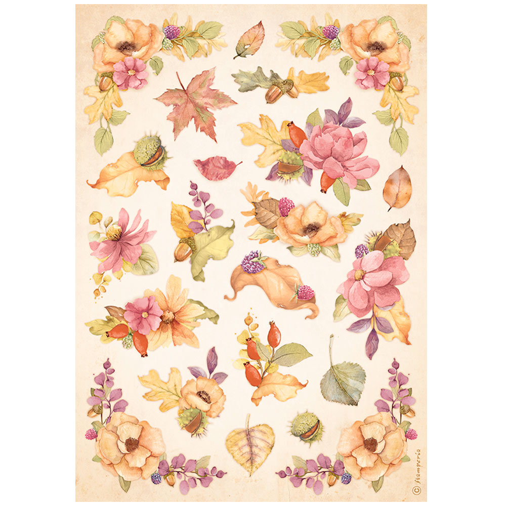 Stamperia WOODLAND FLOWERS Decoupage Rice Paper A4 #DFSA4816