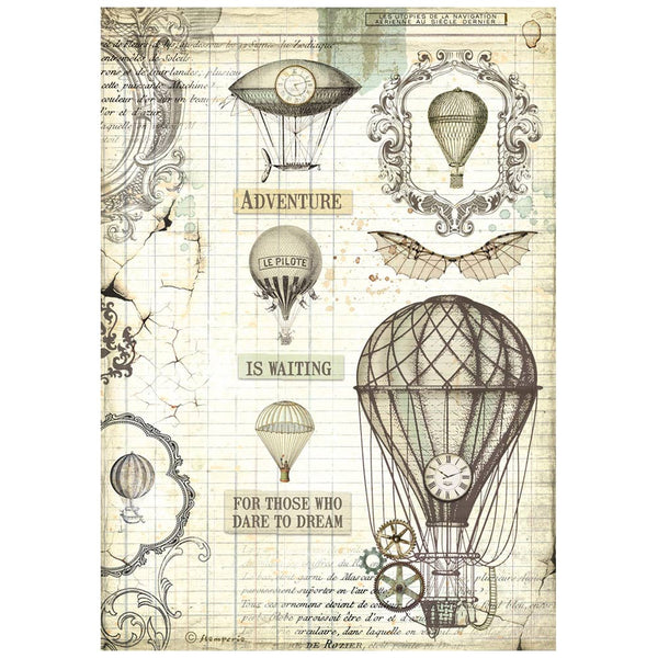 STAMPERIA Voyages Fantastiques BALLOON Decoupage A4 Rice Paper #DFSA4837