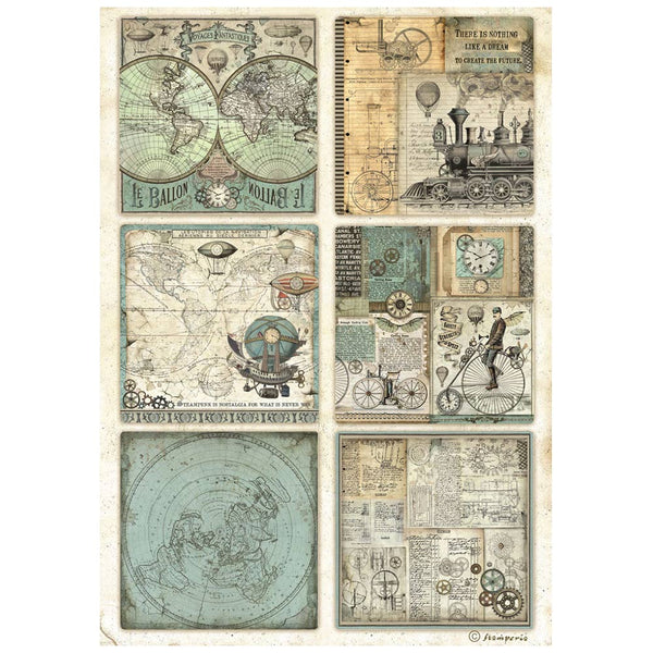STAMPERIA Voyages Fantastiques 6 CARDS Decoupage A4 Rice Paper #DFSA4839