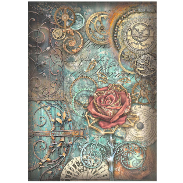STAMPERIA Sir Vagabond in Fantasy World MECHANICAL ROSE A4 Decoupage Rice Paper #DFSA4841