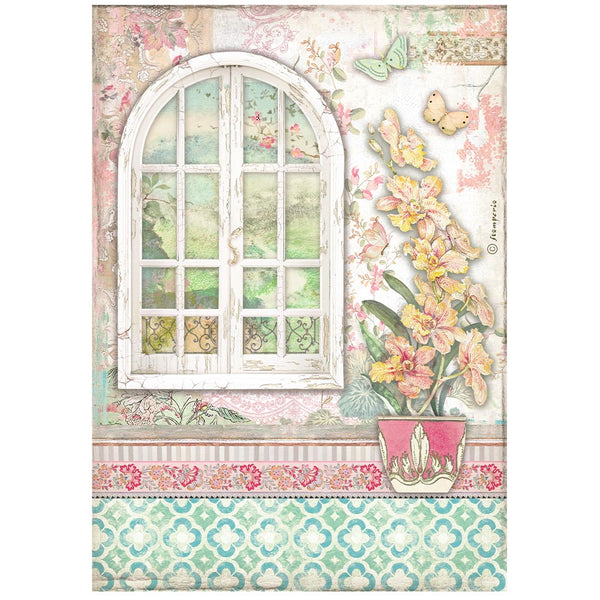 STAMPERIA Orchids and Cats WINDOW A4 Decoupage Rice Paper #DFSA4850