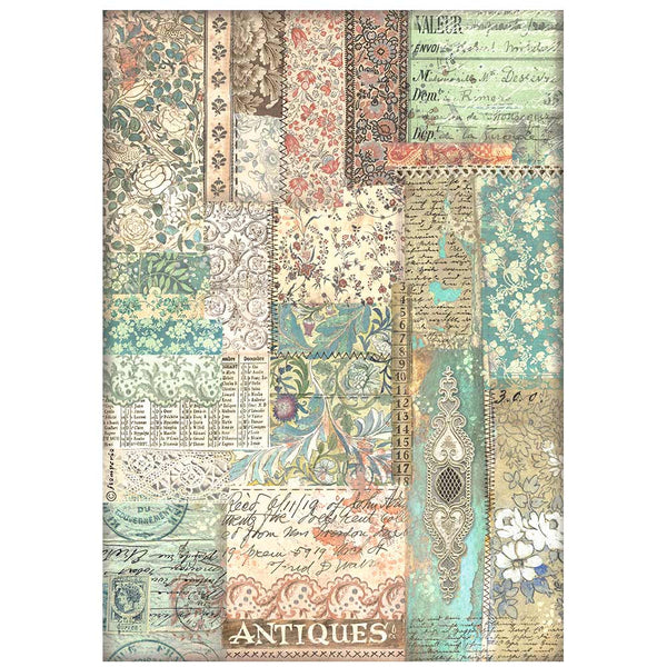 Stamperia BROCANTE ANTIQUES - FABRIC PATCHWORK A4 Decoupage Rice Paper #DFSA4852