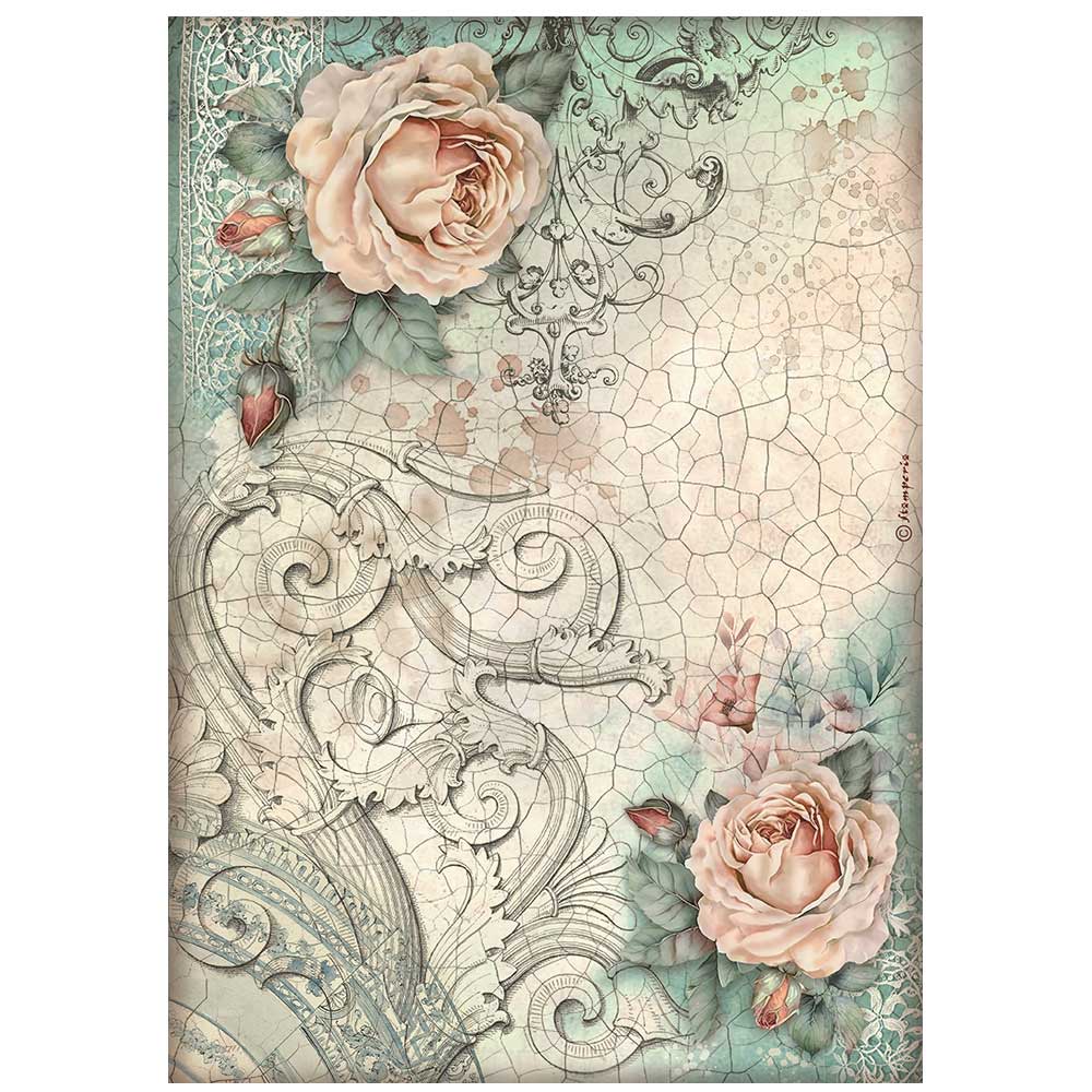 Stamperia BROCANTE ANTIQUES - ROSES A4 Decoupage Rice Paper #DFSA4853