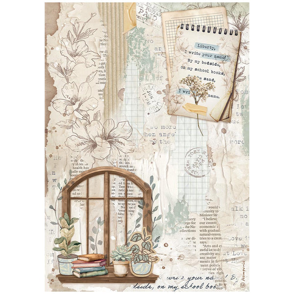 Stamperia Create Happiness Secret Diary WINDOW A4 Decoupage Rice Paper #DFSA4862