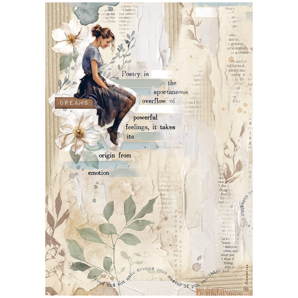 Stamperia Create Happiness Secret Diary LADY A4 Decoupage Rice Paper #DFSA4864