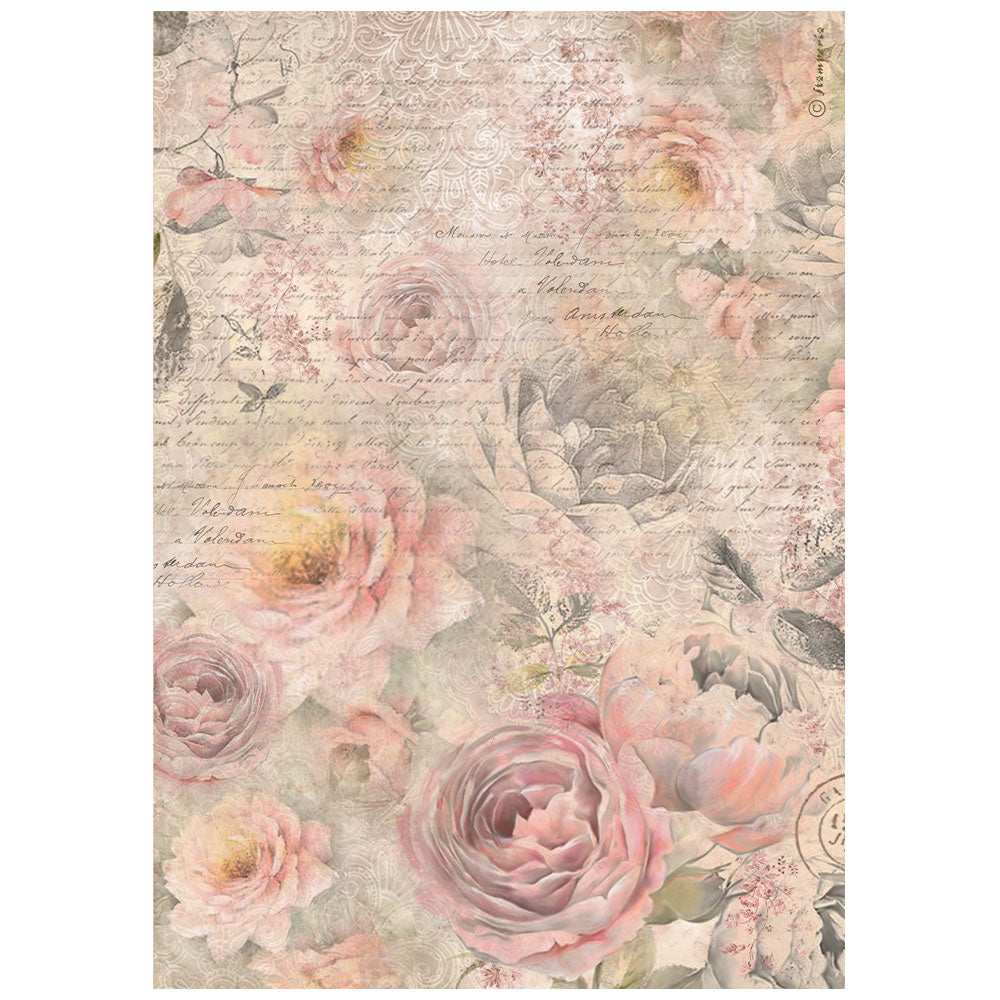Stamperia SHABBY ROSE ROSES PATTERN A4 Decoupage Rice Paper #DFSA4877