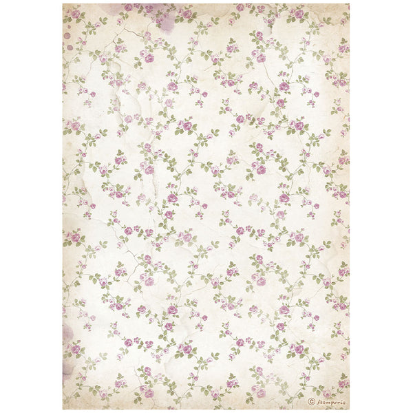 Stamperia LAVENDER LITTLE FLOWERS Background A4 Decoupage Rice Paper #DFSA4882