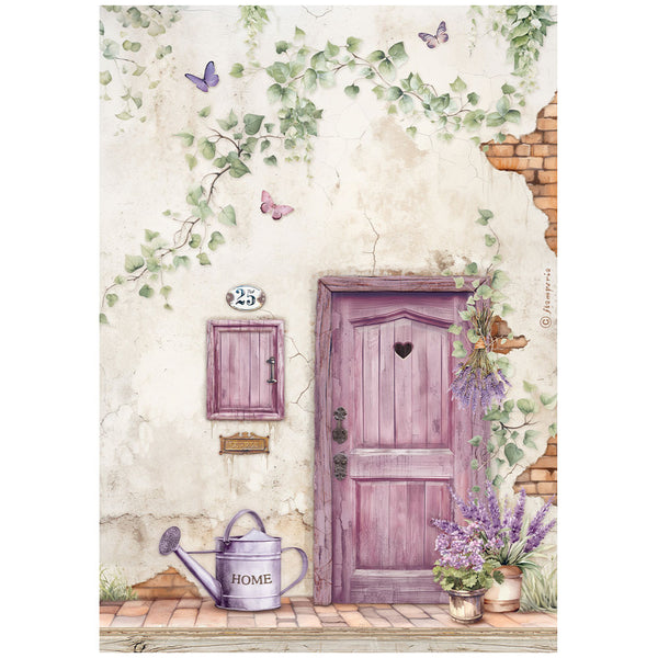 Stamperia LAVENDER DOOR Background A4 Decoupage Rice Paper #DFSA4886