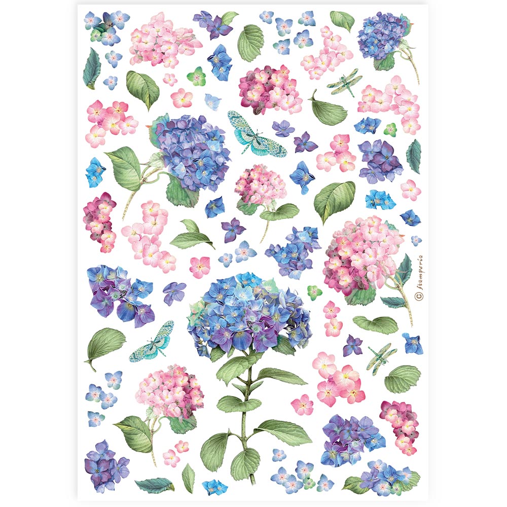 Stamperia Best Sellers HORTENSIA A4 Decoupage Rice Paper #DFSA4895