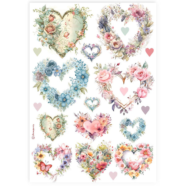 Stamperia Best Sellers HEARTS A4 Decoupage Rice Paper #DFSA4896