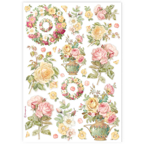 Stamperia Best Sellers GARLANDS and ROSES A4 Decoupage Rice Paper #DFSA4899