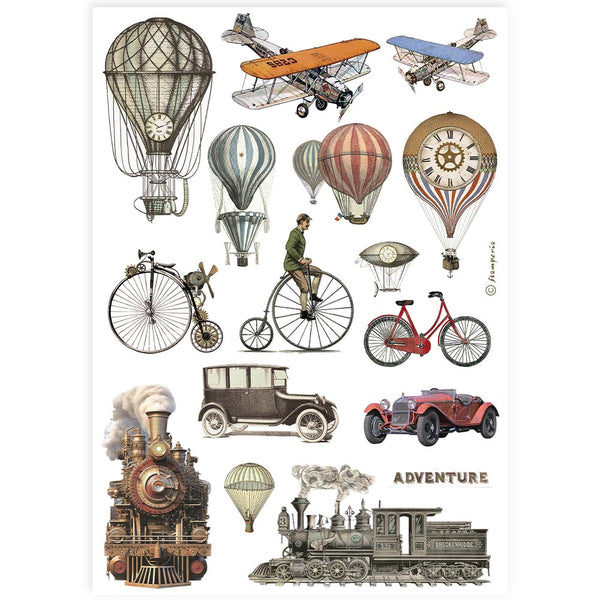 Stamperia Best Sellers TRAIN and BALLOONS A4 Decoupage Rice Paper #DFSA4902