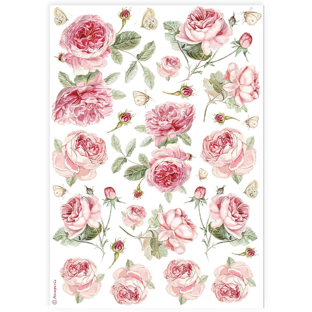 Stamperia Best Sellers ENGLISH ROSES PATTERN A4 Decoupage Rice Paper #DFSA4903