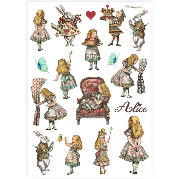 Stamperia Best Sellers ALICE ELEMENTS A4 Decoupage Rice Paper #DFSA4904