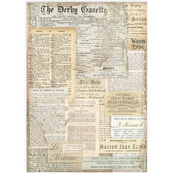 Stamperia Best Sellers THE DERBY GAZETTE A4 Decoupage Rice Paper #DFSA4916