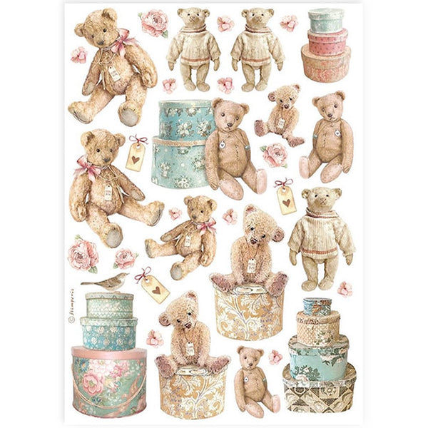 Stamperia Best Sellers TEDDY BEARS A4 Decoupage Rice Paper #DFSA4928