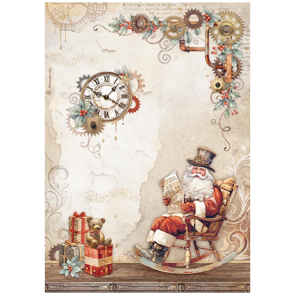 STAMPERIA GEAR UP FOR CHRISTMAS SANTA CLAUS A4 Decoupage Rice Paper #DFSA4938