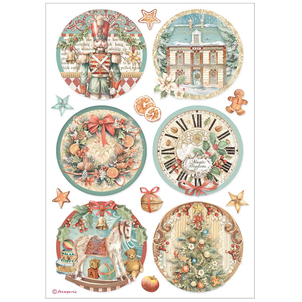 STAMPERIA Christmas The NUTCRACKER 6 ROUNDS A4 Decoupage Rice Paper #DFSA4944