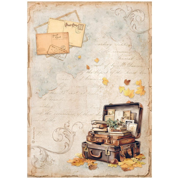 STAMPERIA Golden Harmony SUITCASE A4 Decoupage Rice Paper #DFSA4948