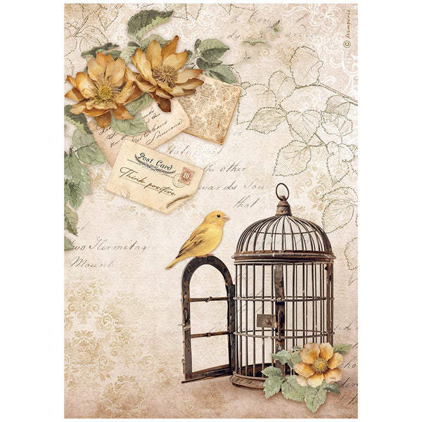 STAMPERIA Golden Harmony CAGE A4 Decoupage Rice Paper #DFSA4950