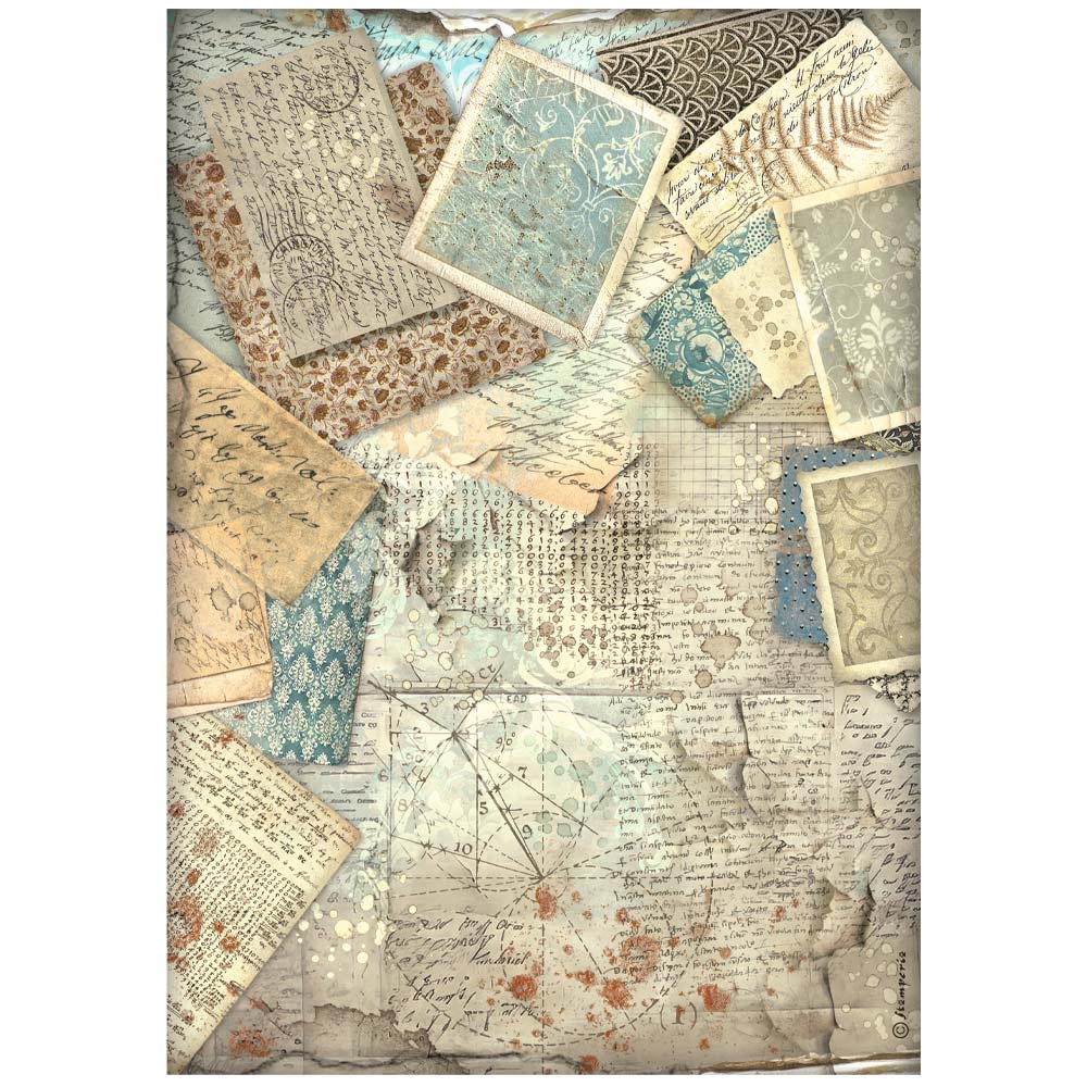 Stamperia ALTEREGO LETTERS BACKGROUND A4 Decoupage Rice Paper #DFSA4960