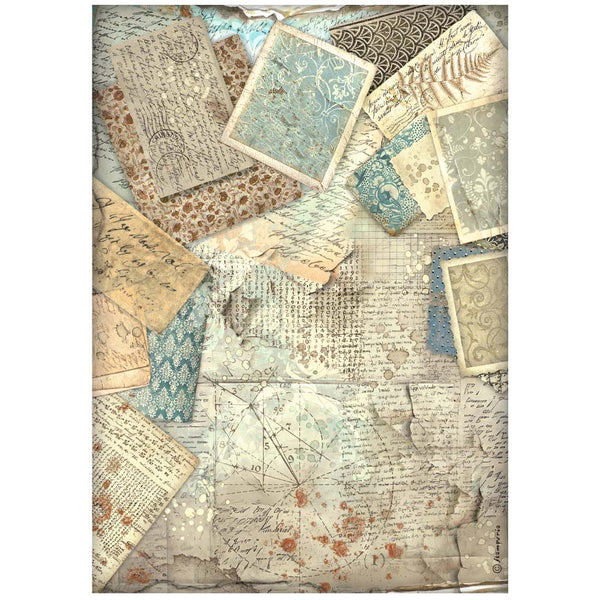 Stamperia ALTEREGO LETTERS BACKGROUND A4 Decoupage Rice Paper #DFSA4960