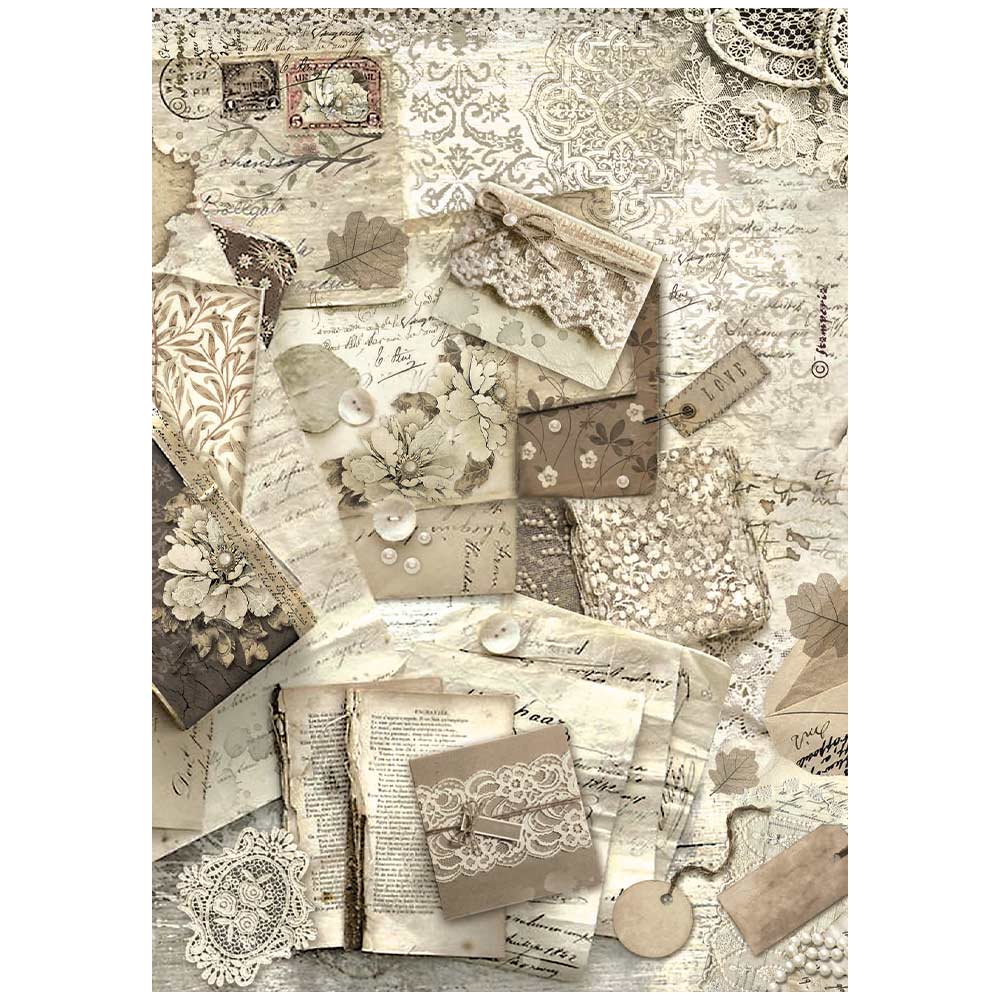 Stamperia Old Lace LETTERS A4 Decoupage Rice Paper #DFSA4963