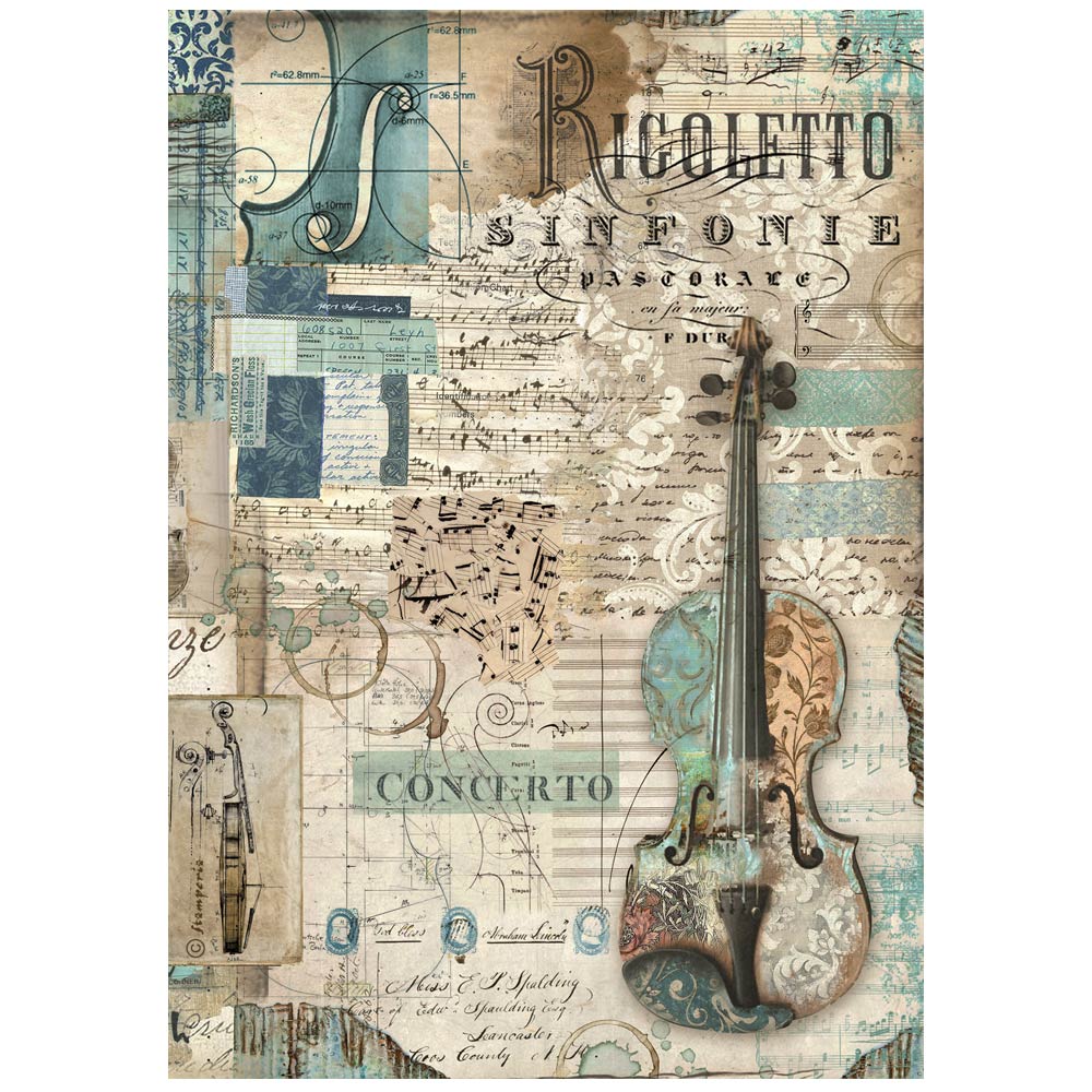 STAMPERIA MUSIC - VIOLIN A4 Decoupage Rice Paper #DFSA4965