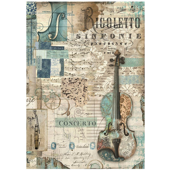 STAMPERIA MUSIC - VIOLIN A4 Decoupage Rice Paper #DFSA4965