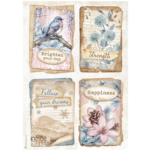 STAMPERIA Create Happiness DEWDROPS 4 CARDS A4 Decoupage Rice Paper #DFSA4969