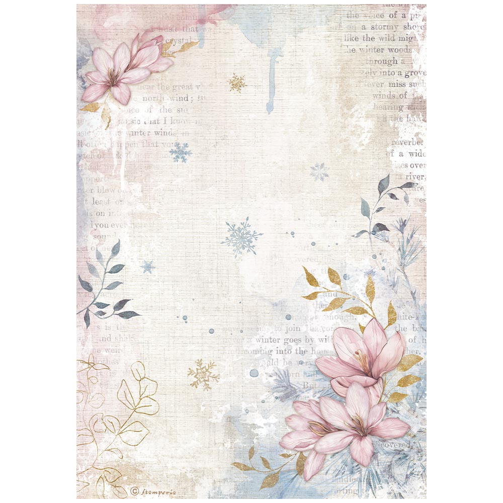 STAMPERIA Create Happiness DEWDROPS FLOWER CORNER A4 Decoupage Rice Paper #DFSA4970