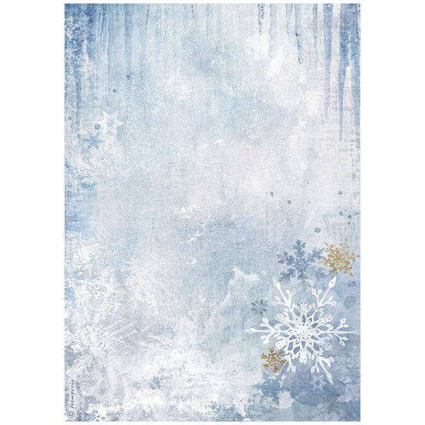 STAMPERIA Create Happiness DEWDROPS BLUE SNOWFLAKES A4 Decoupage Rice Paper #DFSA4972