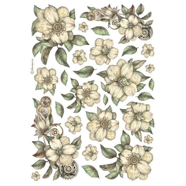 STAMPERIA WHITE FLOWERS - Best Sellers Decoupage Rice Paper A4 #DFSA4987