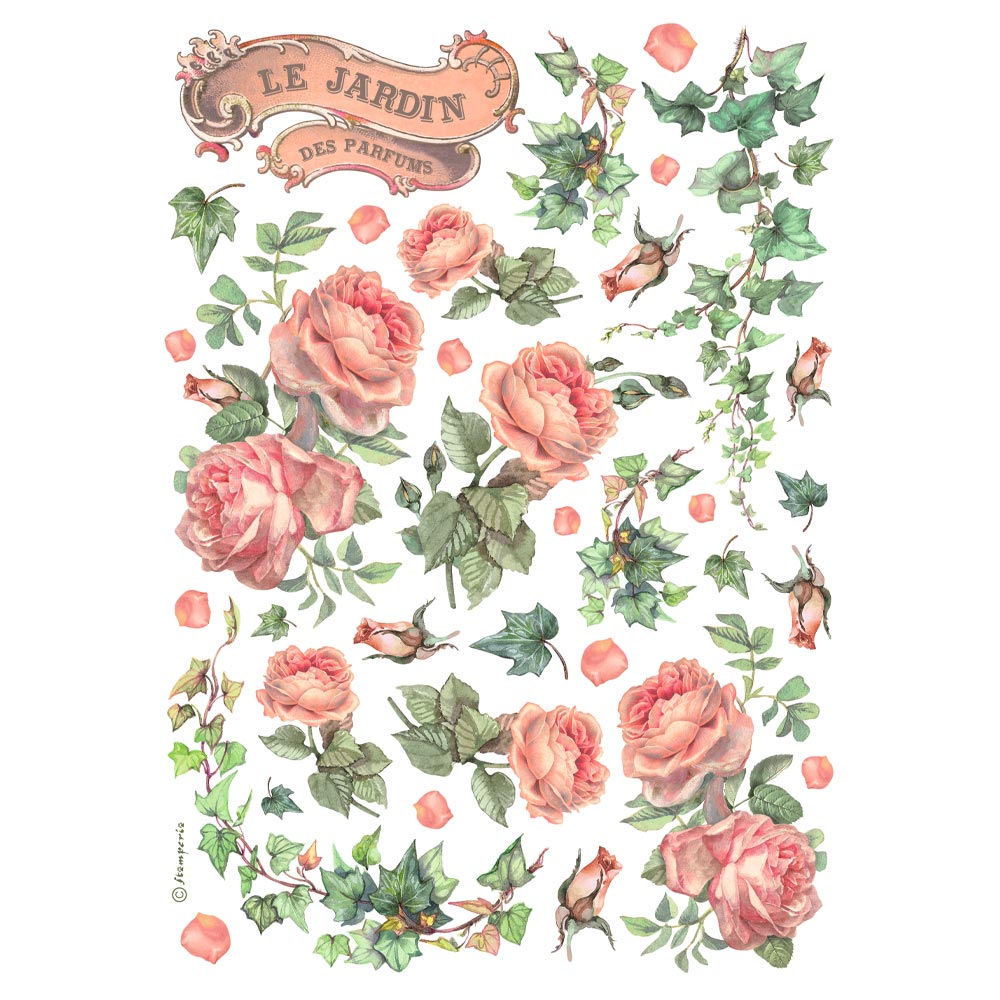 STAMPERIA LES JARDINS DES PARFUMS - Best Sellers Decoupage Rice Paper A4 #DFSA4993