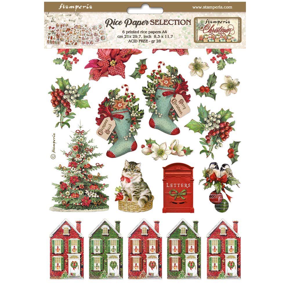 Stamperia CLASSIC CHRISTMAS A4 Decoupage Rice Paper SELECTION   6 Sheets #DFSA4XCX